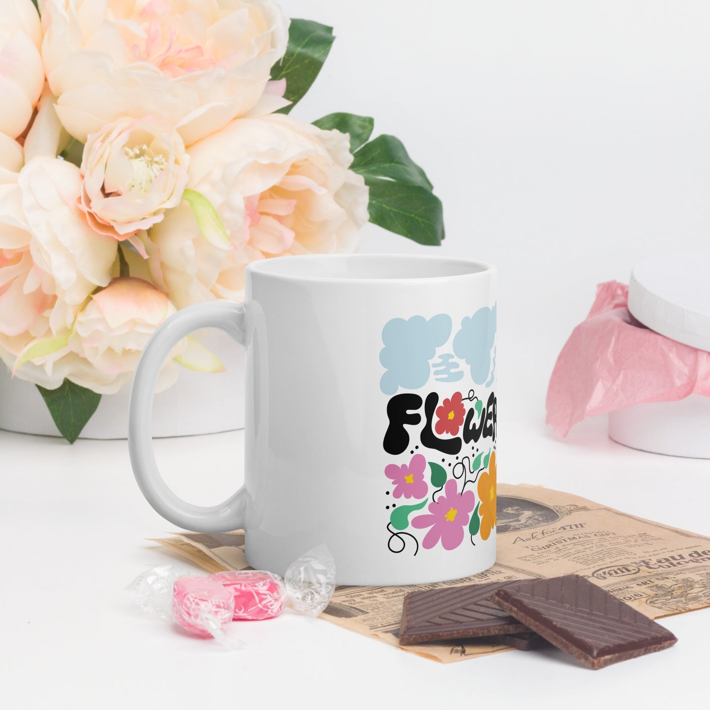 FLOWERS -- NEED -- RAIN mug